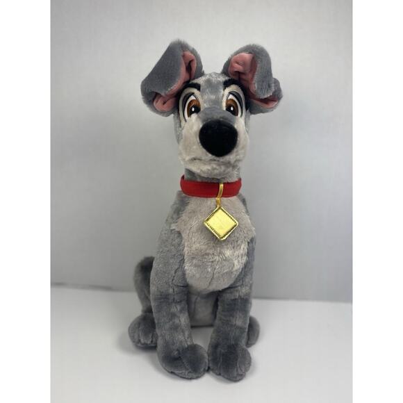 ⭐️ Disney Store Tramp Gray Dog Plush 16" Lady and the Tramp Stuffed Animal R1R2 - Picture 1 of 6
